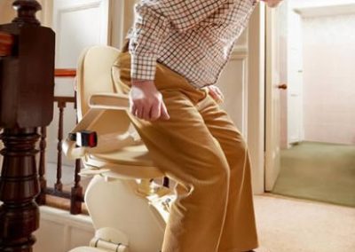 Brooks stairlift seat swivels at the top of the stairs